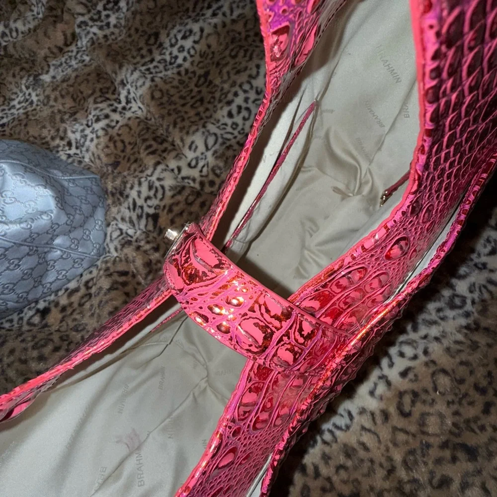 Brahmin Red Dragon Croc-Embossed Shoulder Bag - Picture 9 of 13